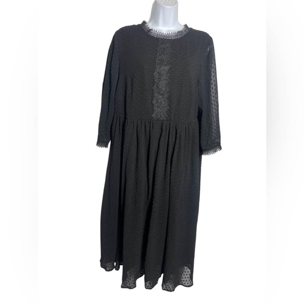 TORRID dress size‎ 1X stunning black chiffon polka dot dress PERFECT 🖤🖤